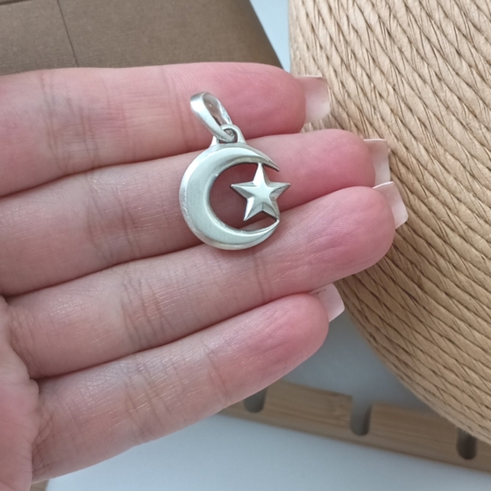 David Yurman Sterling Silver Men's Star and Crescent Pendant Amulet